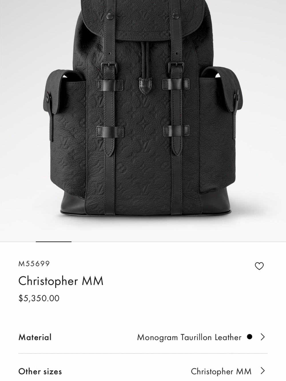Louis Vuitton Christopher MM Monogram Taurillon Leather Backpack in Black